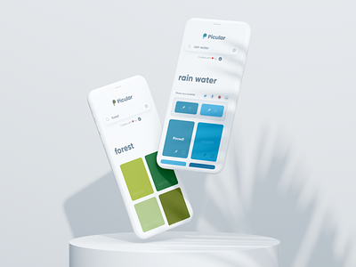 Picular: Forest & Water 🌲💧 app blue branding colors design tool desktop forest green iphone minimal mobile palette water web web app