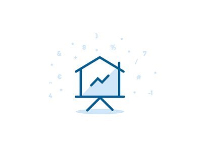 House + Stats = Icon? blue chart design flat house icon logo numbers statistics stats vector wip