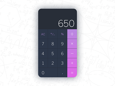 Calculator - Dark UI calculator daily dark design flat gradient interactive simple sketch ui ux wip