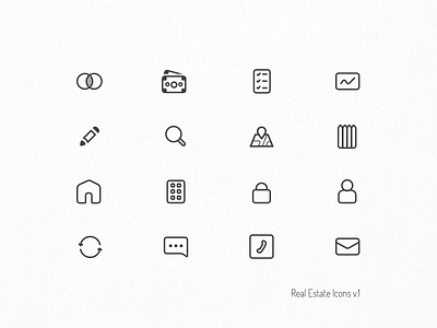 Real Estate Icons - V.1 client design house icons mail material minimal outline real estate sketch test wip