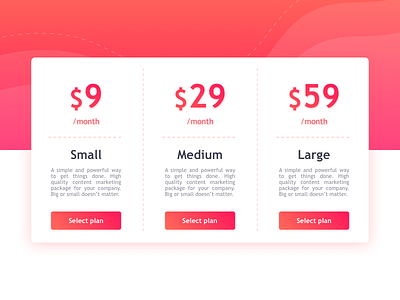 Pricing app cards daily daily ui gradient options plan pricing table ui ux web