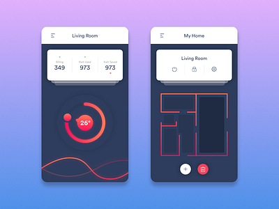 Home Monitor App app cards daily ui gradient home minimal mobile monitor ui ux web widget