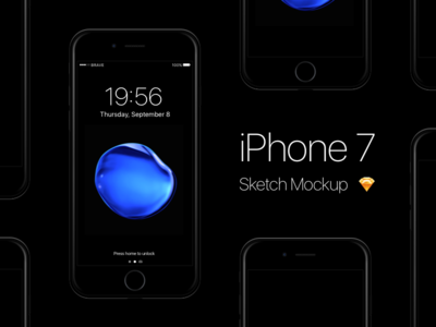 Free iPhone 7 - Jet Black Sketch Mockup