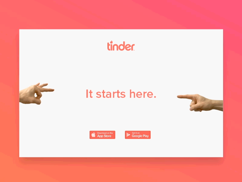 Tinder Responsive Landing Page animation concept dating friday fun gif minimal mobile responsive site tinder web
