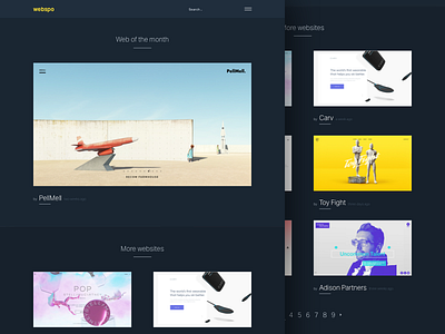 Webspo - Award Site award awwwards dark design desktop inspiration inspo simple site ui ux web