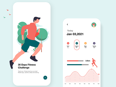 Fitness Challenge App concept fitness app illustration running app ui workout