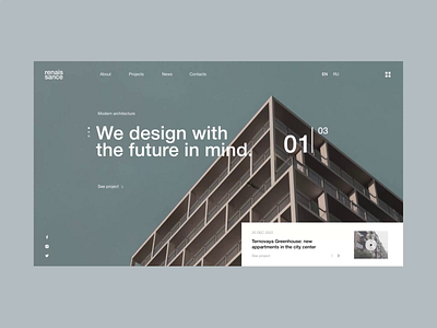 Architectural bureau website concept animation architect city concept minimalism ui urban ux webdesign