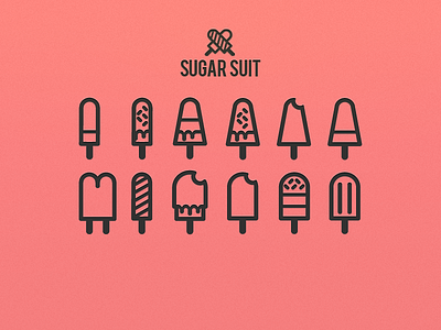 Sugar suit icon collection collection ice cream icon kit pack pictogram simple stroke sugar sweet