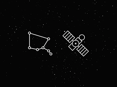 Satellite Jason & Ursa Minor constellation icon jason minor monogram satellite set stroke ursa
