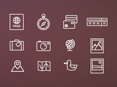 Travel icons pack clean free freebie icon icons pack pictogram seagull stroke ticket travel vector