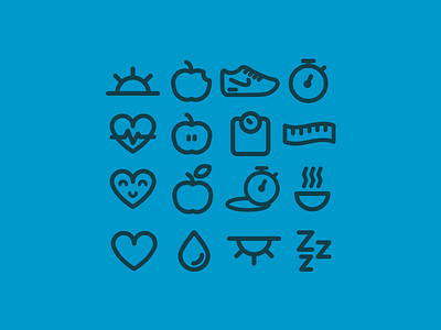 Eat Well Icons apple fitness flat free freebie health icon icons nike set sneaker stroke