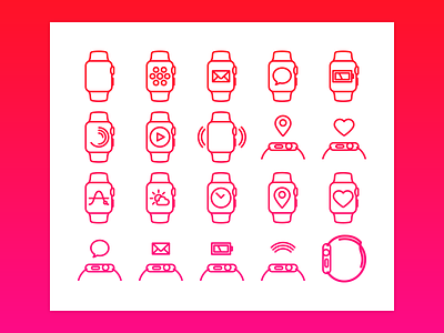 Apple Watch Set apple exercise iconography icons monogram move outline set stand ui vector watch