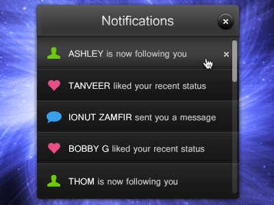 Notifications dark interface notifications ui