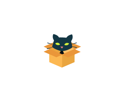 Cat in a box box cat flat vector