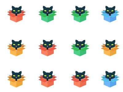 Catz cat color flat vector