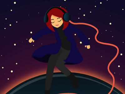 mmmusic illustration music redhead space stars
