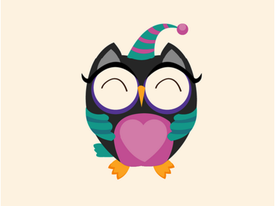 Lovely Owl color hug owl pink sleep vector