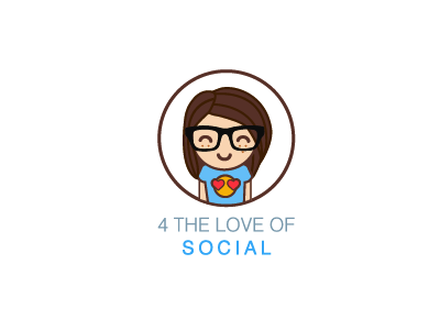 4 the love of SOCIAL brand emoji geek girl logo marketing nerd social