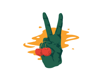 Cherries cherry concept drawing hand illustration peace sign vector