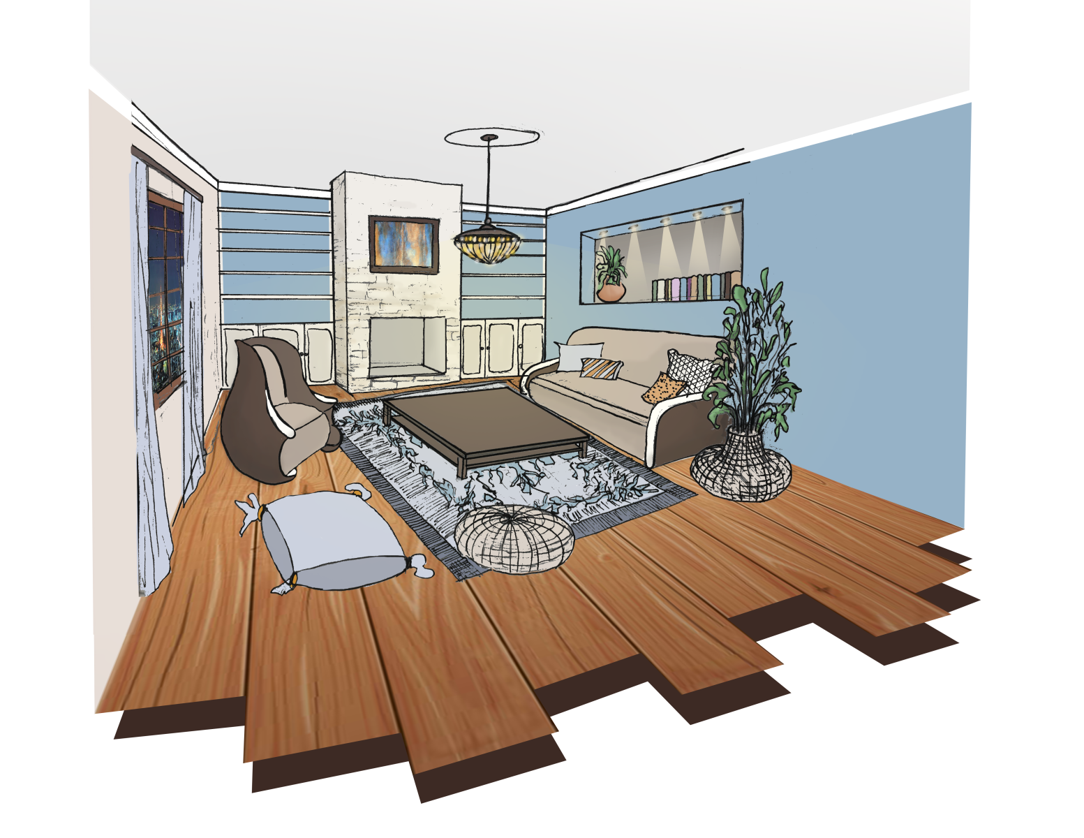 Interior design sketch by Katerina Bedacheva - graphic and interior ...