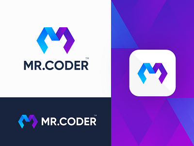 Letter M + Code Logo brand identity branding coding logo gradient logo letter logo lettermark lettermark logo logo logo design logo mark m coding logo m logo minimal logo modern logo
