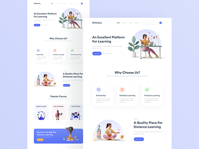 Online Learning Platform - Landing Page course website education website landing page learning platform online course online learning skill development website study website ui design website design website ui