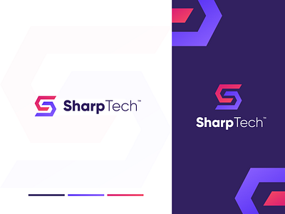 SharpTech - Tech Company Logo brand design brand identity branding combination mark company lgoo gradient logo letter logo lettermark logo logo design modern logo tech logo