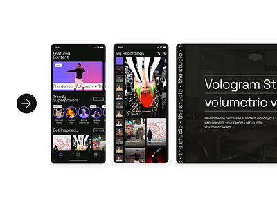 Volograms: mobile app metaverse social media UI/UX design app app design dance design interface metaverse mobile social media app ui ui design ux design video