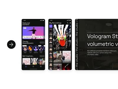 Volograms: mobile app metaverse social media UI/UX design