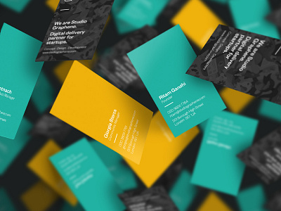 Cards businesscards illustration teal yellow