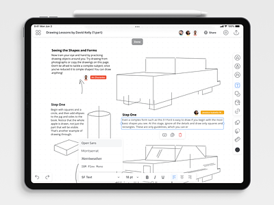 Renote Canvas :: Note-taking & collaboration App app avatar collaboration draw drawing icons ipad lesson note-taking notes panel real-time share sketch text editor whiteboard work