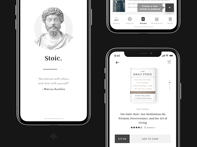 Stoic. Application – Splash Screen, Tab Bar & Store