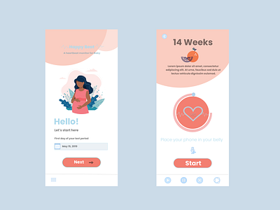 Happy Beat - A heartbeat monitor for Baby app baby design firstdesign heartbeat minimal ui ux vector