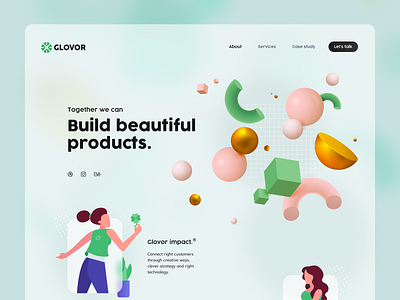 Glovor - home page agency website home page landing page modern web web design website