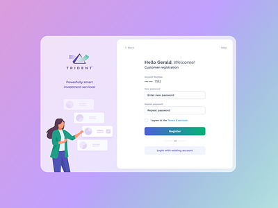 Trident investment - Sign up / Register crypto finance finance app sign in sign up ui ui design ux ux designs web application