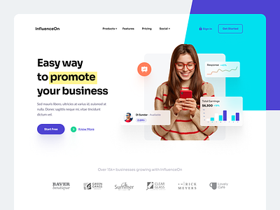 InfluenceOn - Web design for marketing product