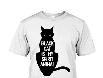 Black Cat Is My Spirit Animal T-Shirt cute