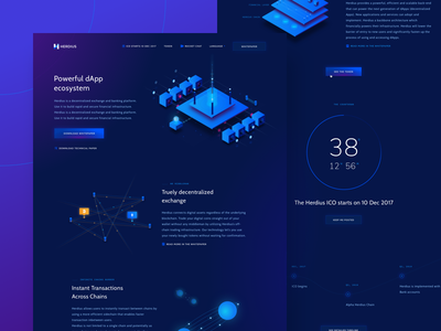 Herdius Landing Page bitcoin crypto dark illustration isometric landing page purple tech timer ui web