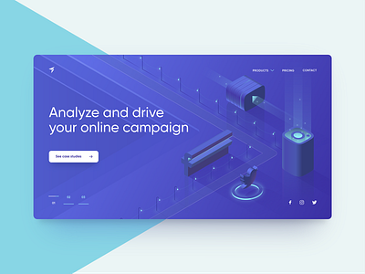 Syft Landing Page blue dark hero illustration isometric landing page media slider social ui