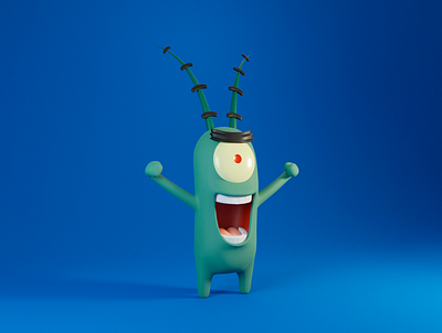 Character Plankton - SpongeBob 3d blender character cinema4d design illustration zbrush