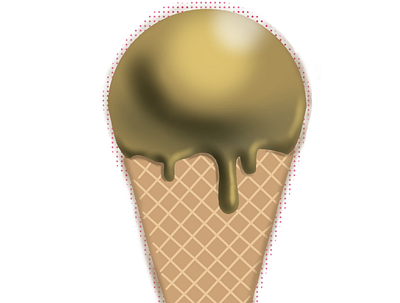 golden ice cream design flat icon illustration