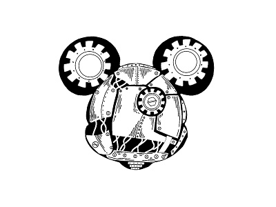 mickey mouse steampunk design flat illustration logo