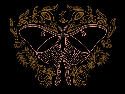 Luna Moth butterfly cottagecore design illustration luna moth minimal moth procreate procreate art
