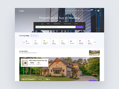 Housing design homepage realestate ui website