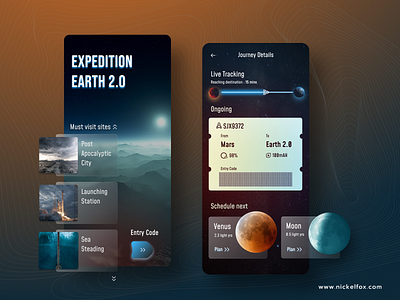 Space App - Mars to Earth 2.0 app concept design earth futuristic gradients graphic design inspiration mars minimal mobile netflix robots space sustainability typography ui uidesign ux uxui