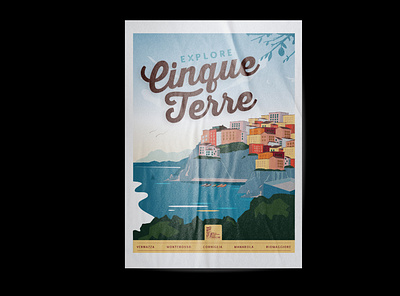 Explore Cinque Terre Poster branding design graphic design illustration vector