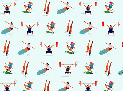 2020 Tokyo Olympics - Female Athletes Pattern graphic design illustration pattern