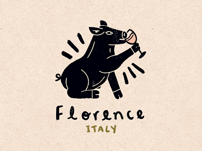 FLORENCE, ITALY animal art animal illustration design florence illustration italy travel typography wine wine glass