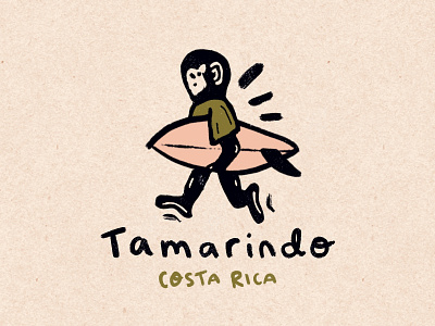 TAMARINDO, COSTA RICA animal art animal illustration branding costa rica design illustration monkey surfboard surfing travel typography