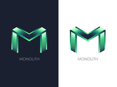 Monolith blue color colour geometric glow gradient gradient logo green illustrator isometric letter logo logodesign logomark logotype m mark monolith type